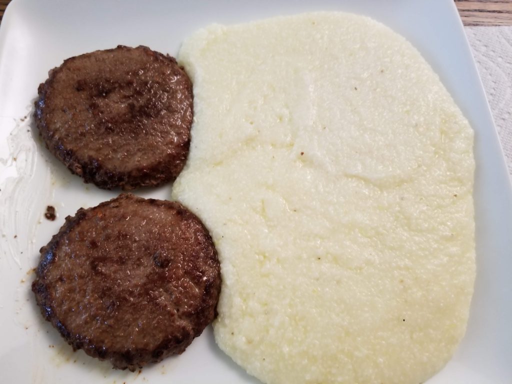 Hamburger steak and grits